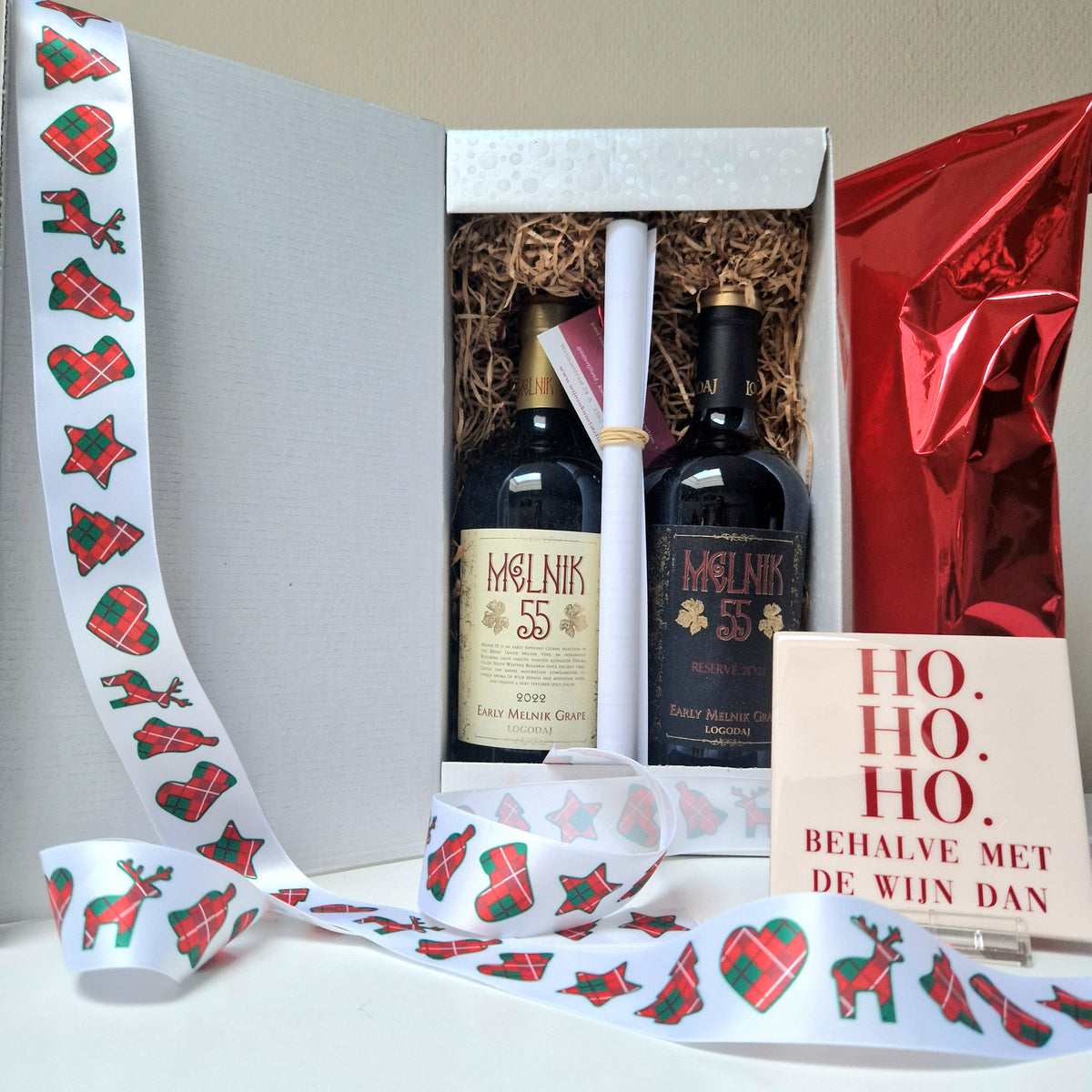 Wijnpakket Bulgarije 2 flessen rode wijn in geschenkdoos 