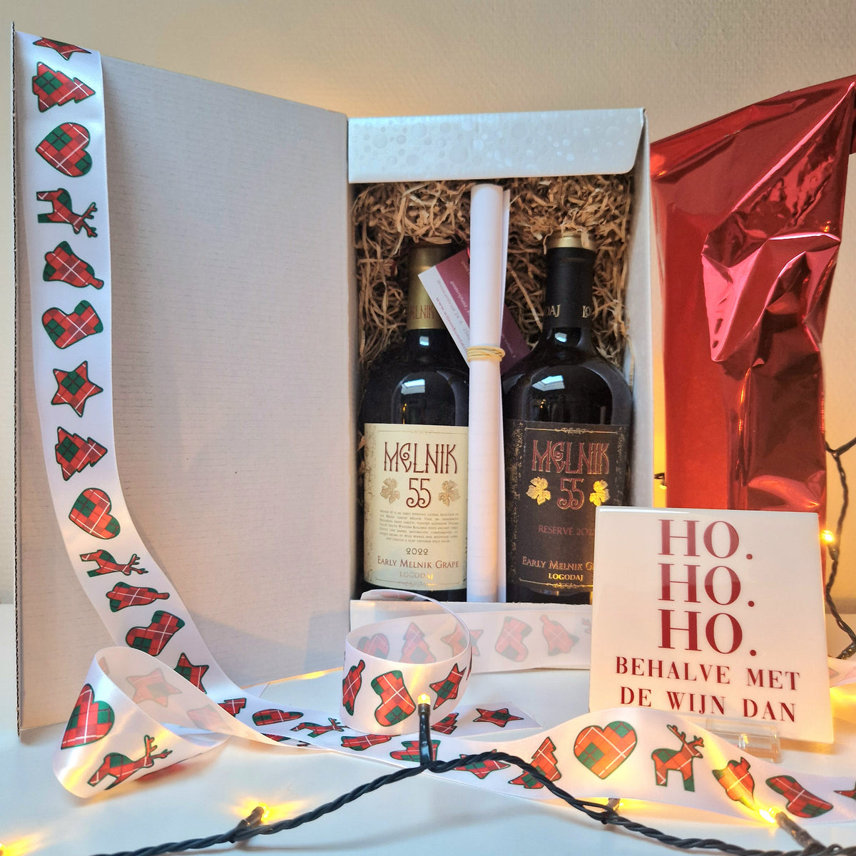 Wijnpakket Bulgarije 2 flessen rode wijn in geschenkdoos kerstkado wijngeschenk kerst