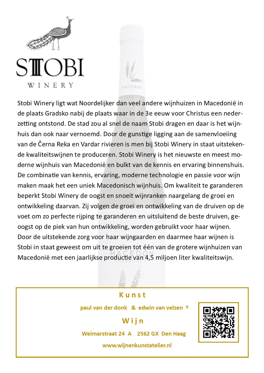 Omschrijving en informatie over wijnmaker  Stobi Winery Noord -Macedonië 