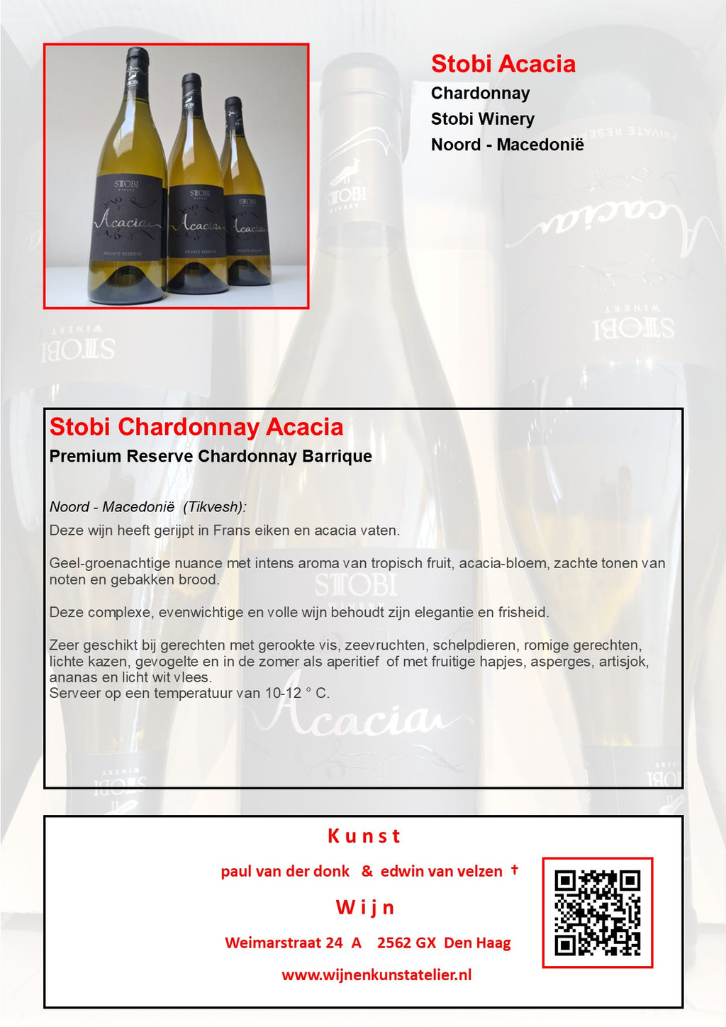 Omschrijving Stobi Chardonnay Acacia van wijnhuis Stobi Winery uit Noord Macedonië