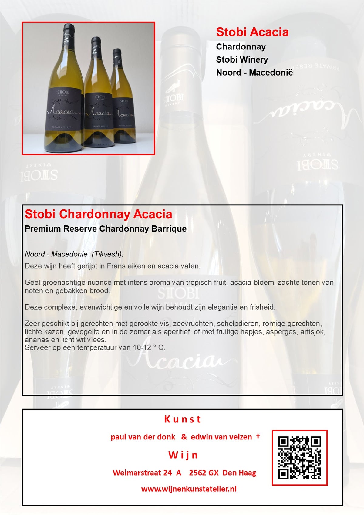 Omschrijving Stobi Chardonnay Acacia van wijnhuis Stobi Winery uit Noord Macedonië
