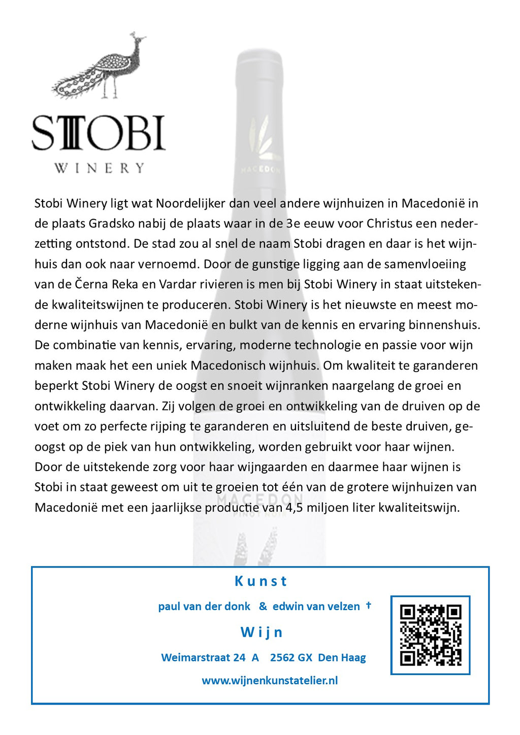 Omschrijving wijnhuis Stobi Winery uit Noord-Macedonië