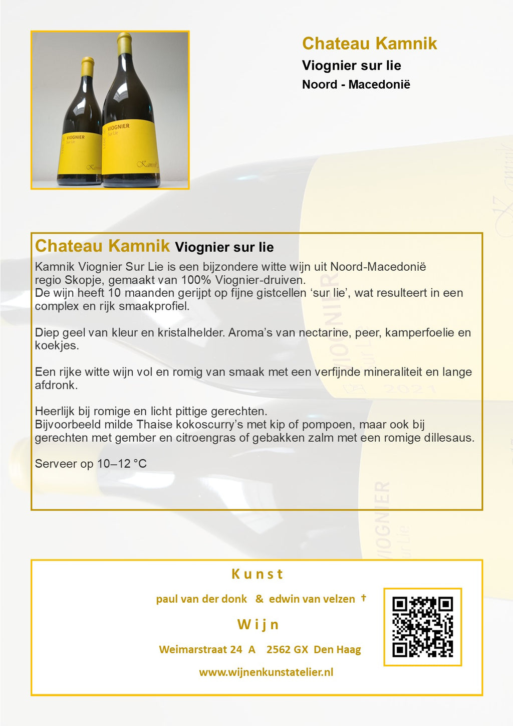 Viognier Sur Lie : Chateau Kamnik Noord - Macedonië