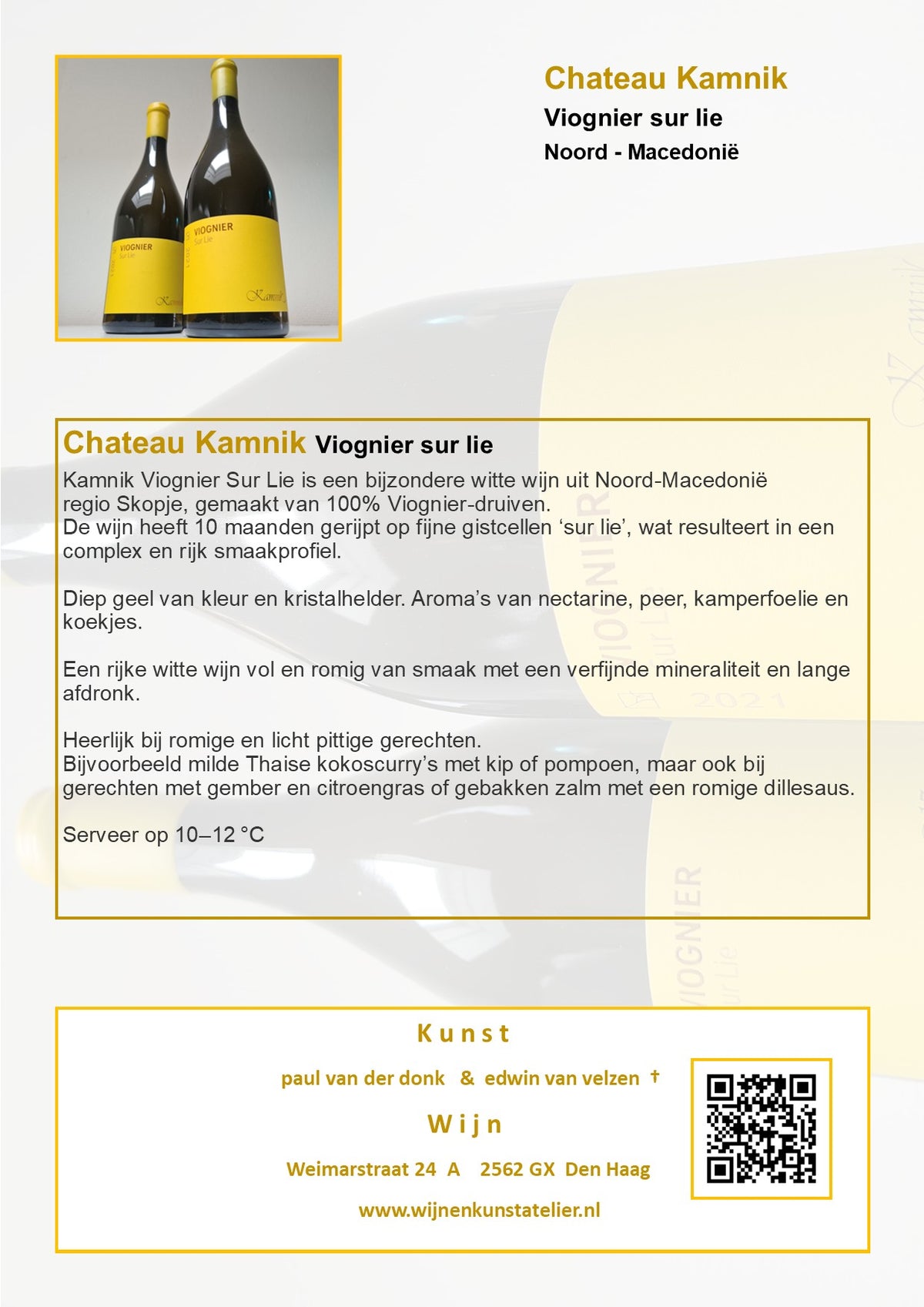 Viognier Sur Lie : Chateau Kamnik Noord - Macedonië
