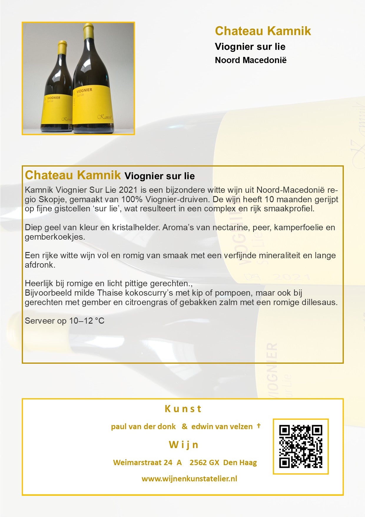 Viognier Sur Lie : Chateau Kamnik Noord - Macedonië